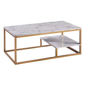 Marmo Faux Marble and Brass Coffee Table