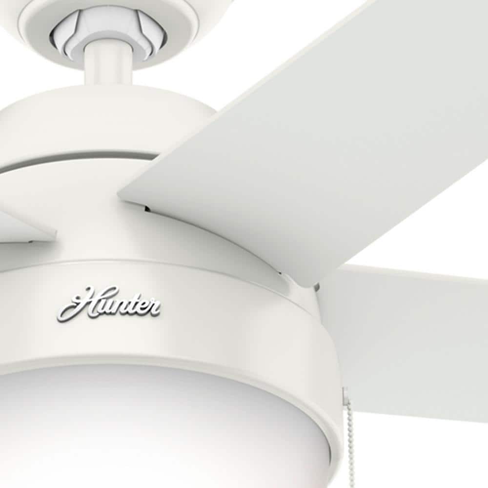 46" Fresh White and Natural Wood Ceiling Fan with LED Light
