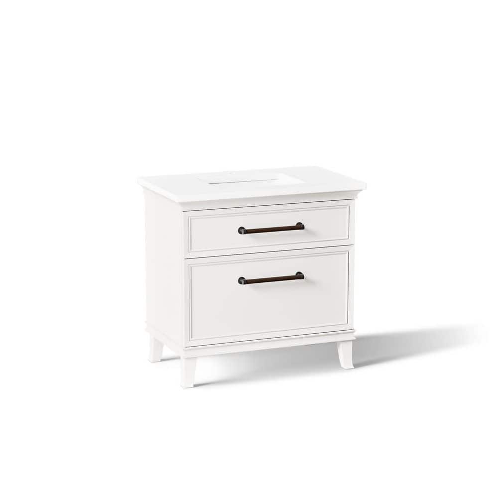 Artifacts 36 in. Freestanding Linen White Bath Vanity with Miami White Quartz Top And Black Hardware price history on PriceWatchPro