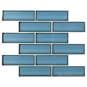 Haiku Sapphire Beveled 11.73 in. x 11.73 in. Mixed Glass Patterned Look Wall Tile (9.6 sq. ft./Case)