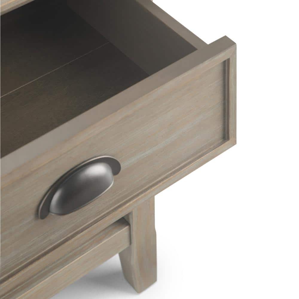 Distressed Grey Solid Pine 1-Drawer Bedside Table with Open Storage
