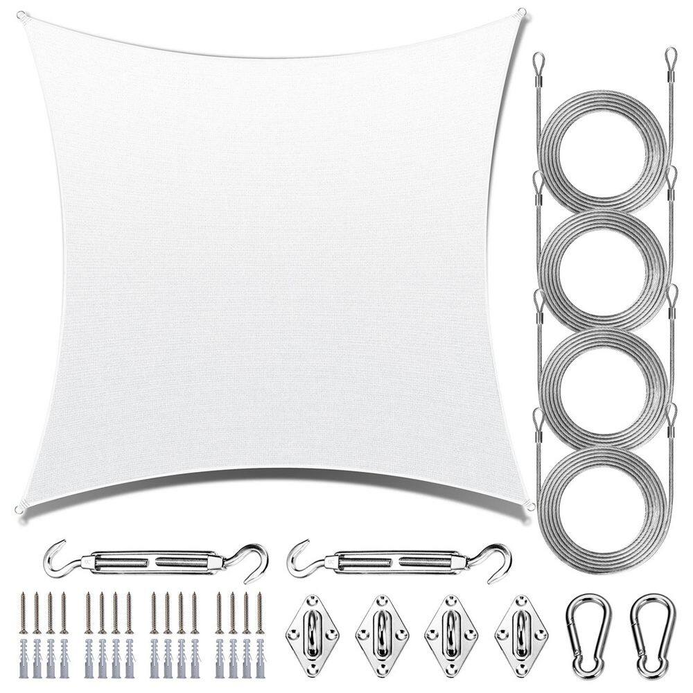 10 ft. x 10 ft. Square Sun Shade Sail Canopy with Hardware Kit and Cable-White price history on PriceWatchPro