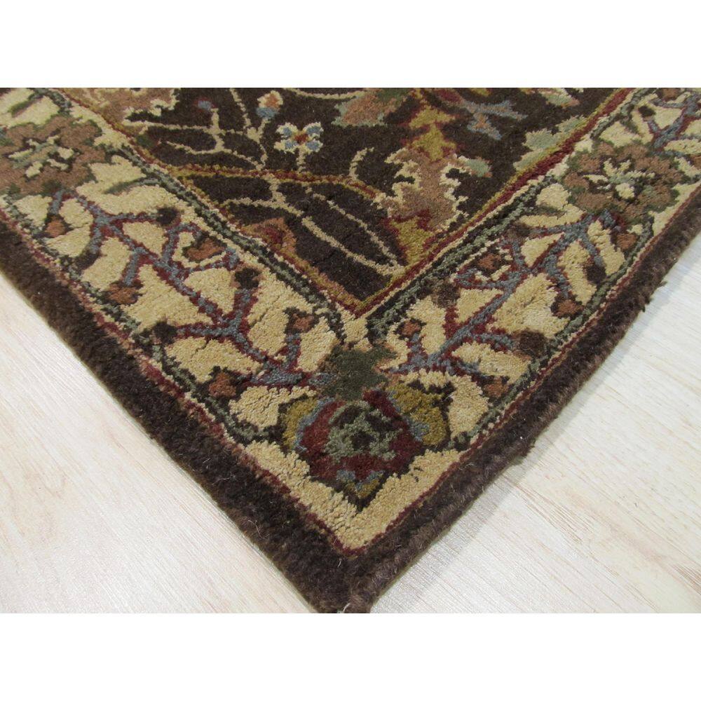 Hand-Tufted Brown Wool Traditional Oriental Rug