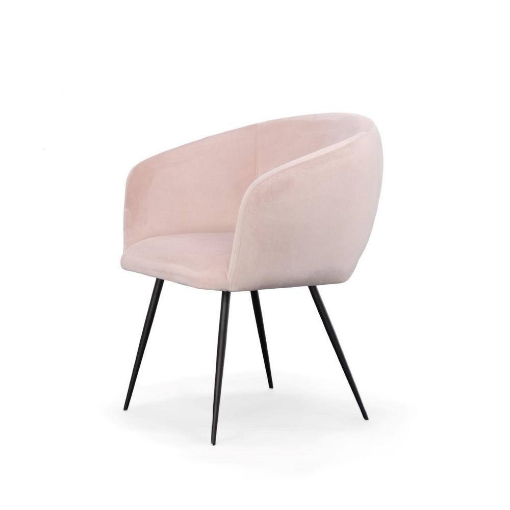 Mr Modrest Luzerne modern pink velvet dining chair with black tapered legs.