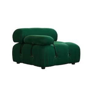 103.9 in. W Square Arm Velvet Rectangle Sofa with Removable Ottoman in Green