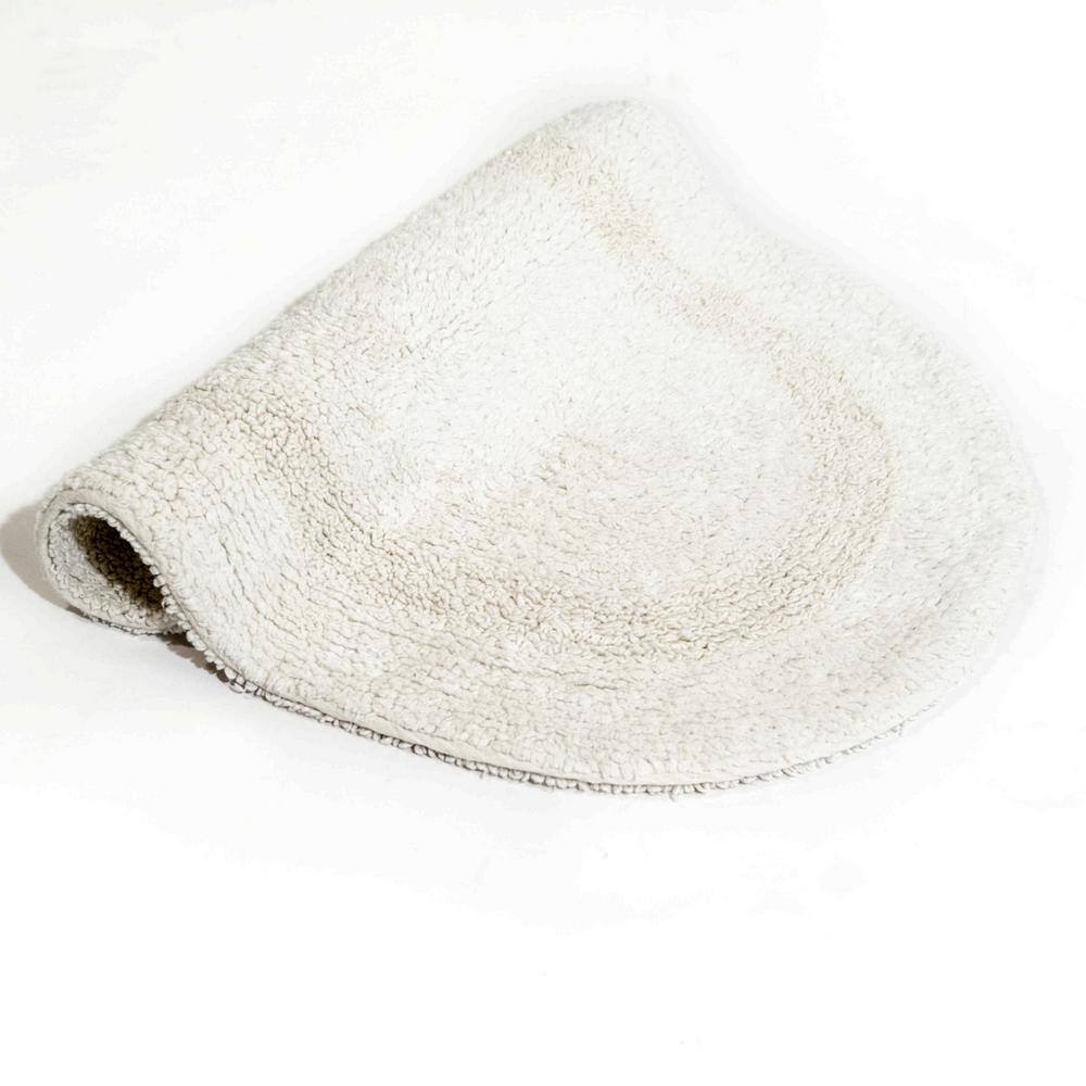 Elegant Ivory Cotton Oval Bath Mat 24"x17"