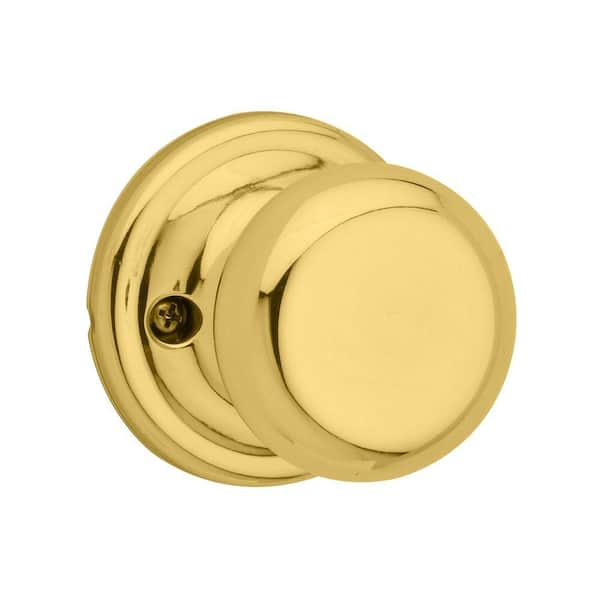 Kwikset Hancock Polished Brass Half-Dummy Door Knob Featuring Microban Antimicrobial Technology