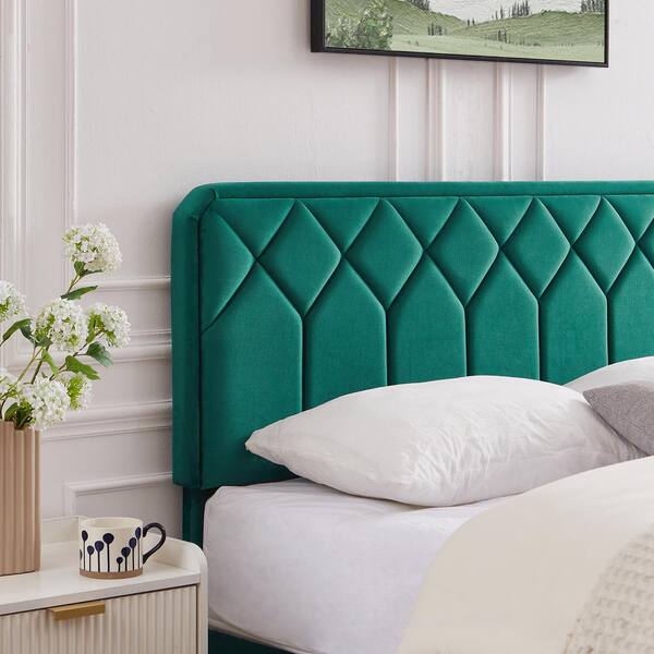 Velvet green on sale headboard queen