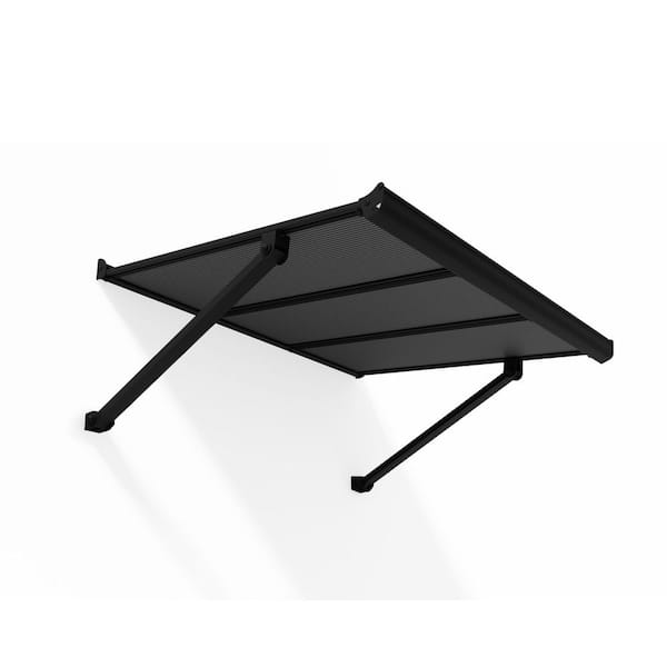Augustine 3 ft x 3.5 ft. Black/Gray Door and Window Awning