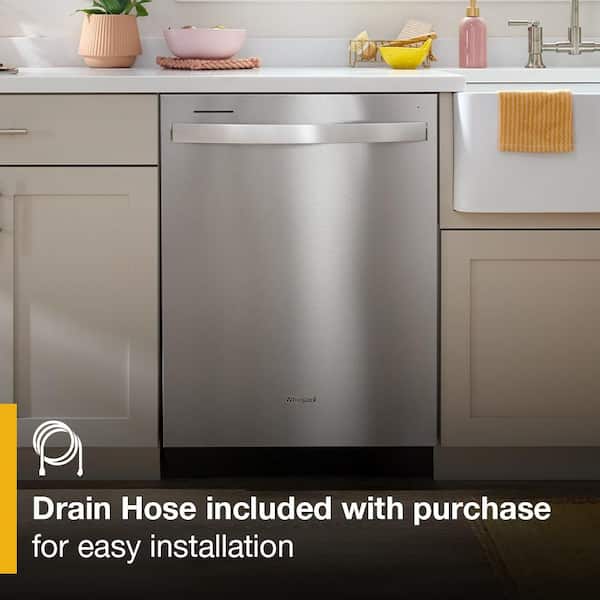Whirlpool 24 in. Black Stainless Top Control Built-In Tall Tub