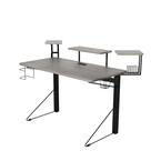 51 in. Rectangular Gray/Black Computer Gaming Desk with Shelf
