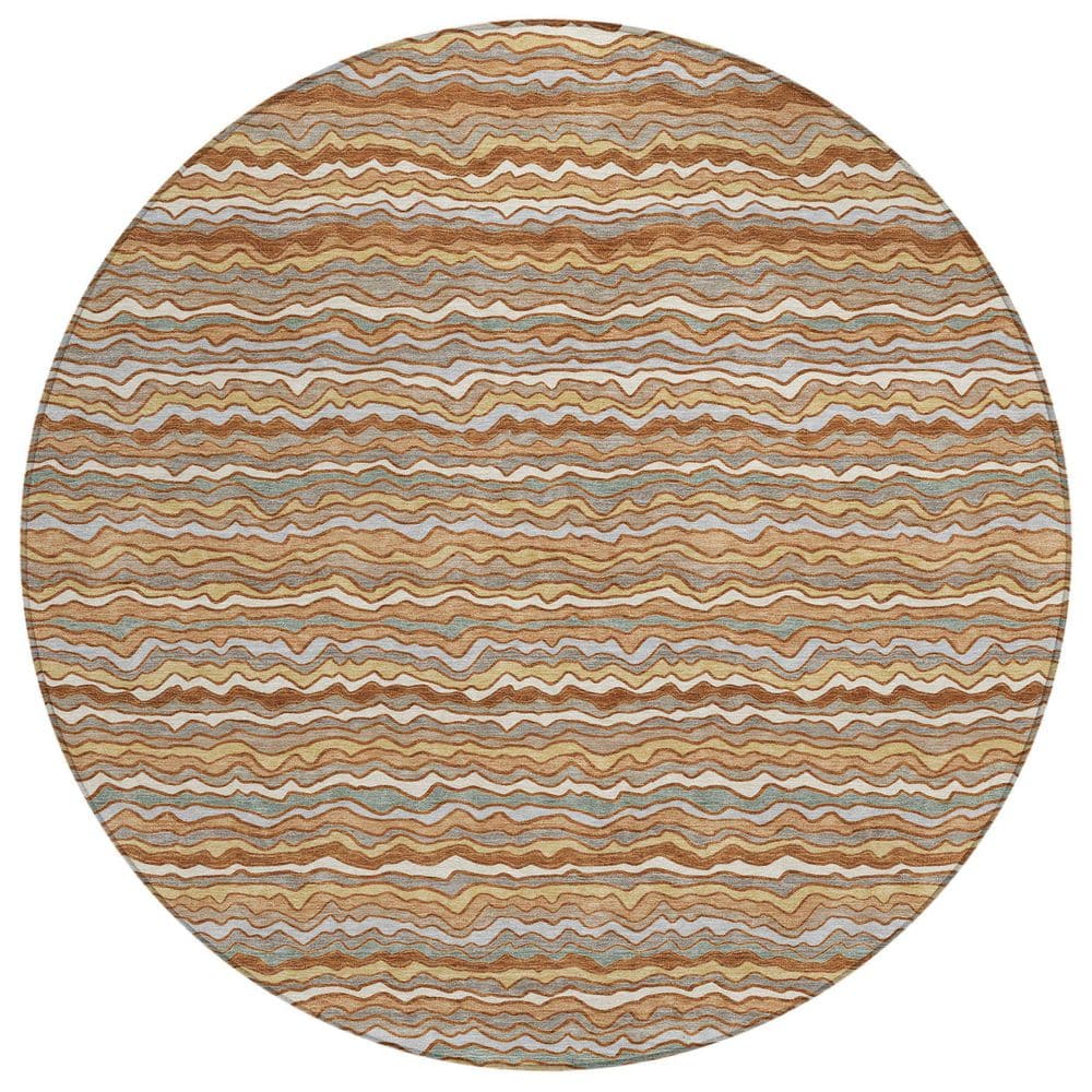 Chantille Machine Washable Indoor/Outdoor Abstract ACN2436 Paprika 8 ft. x 8 ft. Round Rug price history on PriceWatchPro