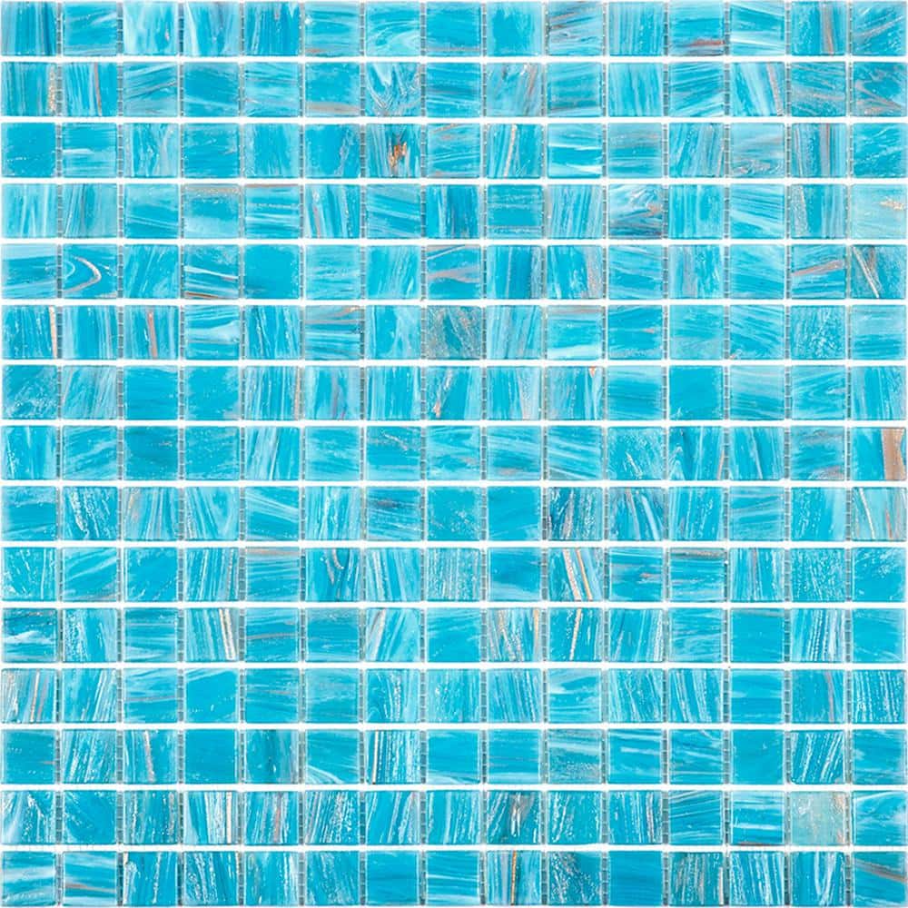 "Celestial 4"" x 6"" Glossy Vivid Sky Blue Glass Mosaic Uniform square Wall & Floor Sample Tile 0.13 sq. ft./Piece (1-Pack)" price history on PriceWatchPro