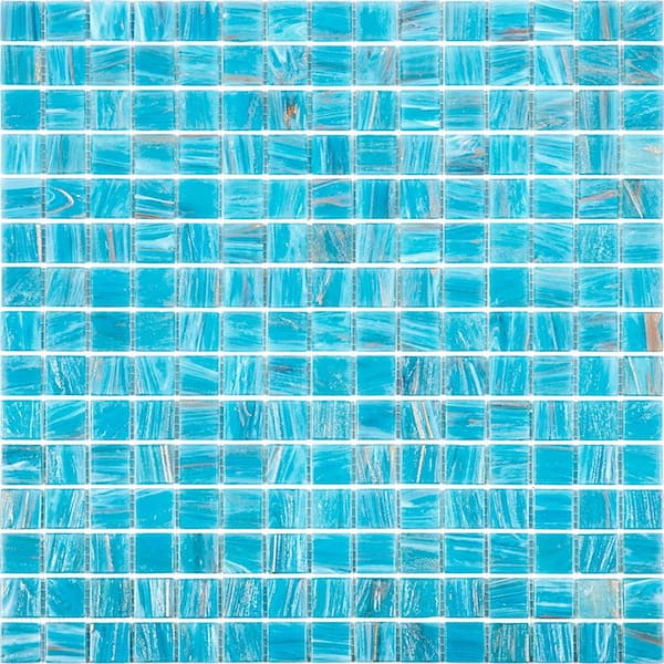 Apollo Tile Celestial Glossy Vivid Sky Blue 12 in. x 12 in. Glass Mosaic Wall and Floor Tile (20 sq. ft./case) (20-pack)