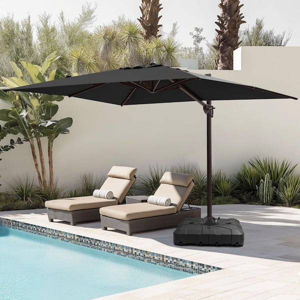 large patio umbrella rectangular tilt Kingdura 15ft with Solar Lights, Double-Sided Rectangle Lighted Outdoor Table Umbrella with Base Included, 12 Reinforced Ribs, 48 Led Lights, Crank Lift for Market Pool Deck Backyard The Sun Umbrella Outdoor Patio Shade by Pure Garden is an attractive piece of outdoor dcor that provides quality sun protection whether youre entertaining guests on the deck or lounging by your swimming pool Rectangular Patio Umbrellas | Cantilever