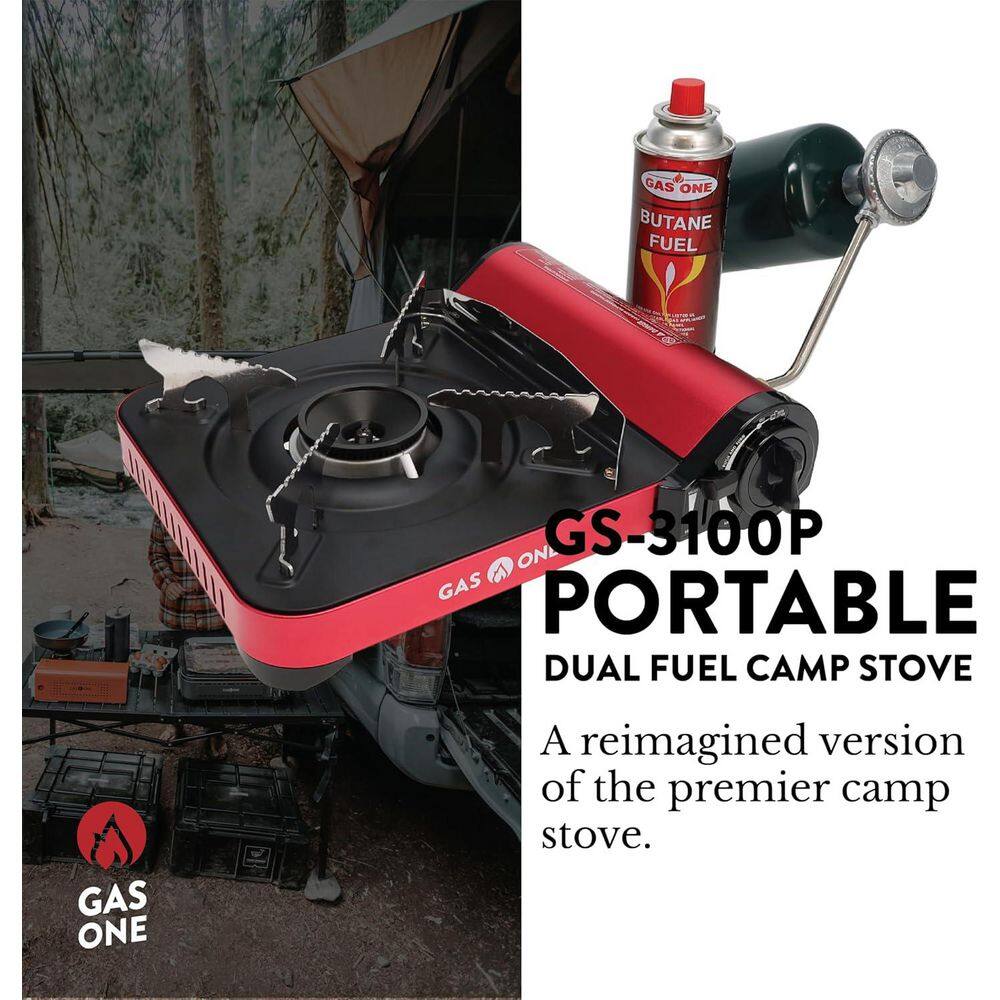 Red Portable Single Burner Gas Stove with Piezo Ignition