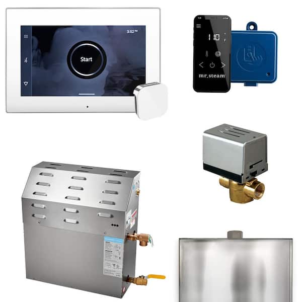Mr. Steam Super (XButler) 10 kW (10000 W) Steam Shower Generator Package with iSteamX Control in White Polished Chrome