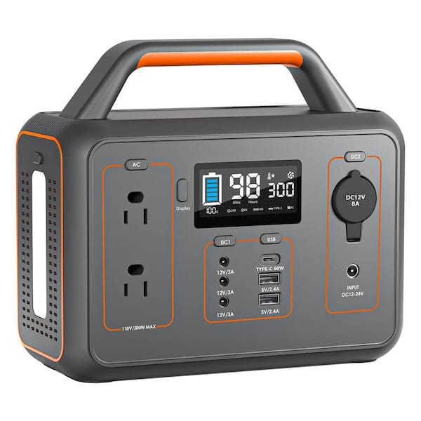 Portable Power Station 300W 280Wh Solar Generator with 110V Pure Sine Wave AC Outlet for CPAP Outdoor Camping Emergency