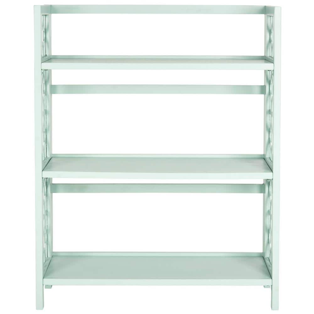 Natalie Aqua Smoke 3-Tier Wood Étagère with Latticework