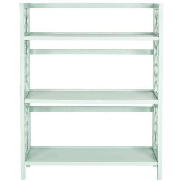 SAFAVIEH 42.5 in. Celadon Wood 3-shelf Etagere Bookcase