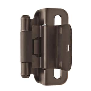 Oil-Rubbed Bronze 3/8 in. (10 mm) Inset Self-Closing, Partial Wrap Cabinet Hinge (2-Pack)