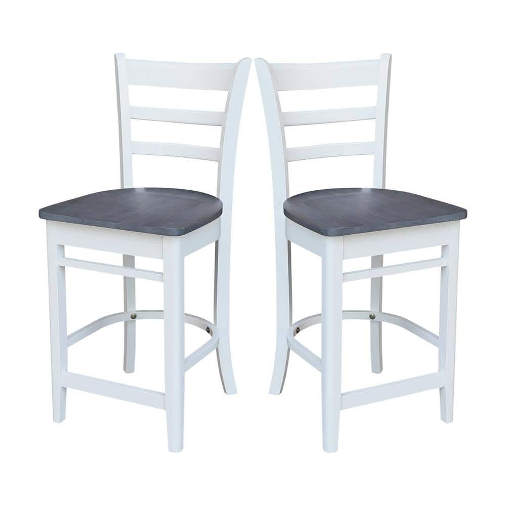 Emily 24" Solid Parawood Counterheight Stool in Hickory/Washed Coal