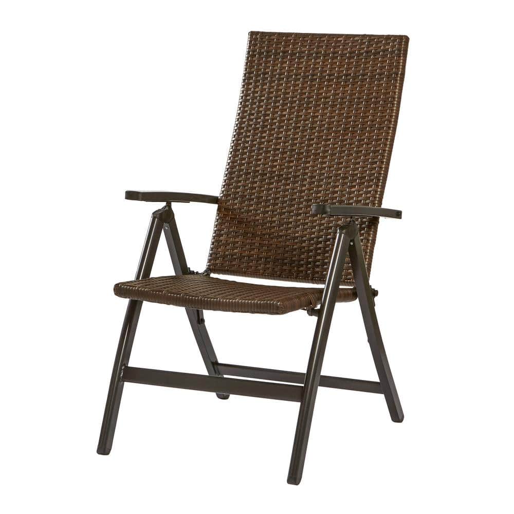 Greendale Home Fashions Wicker Outdoor Brown PE Foldable Reclining ...