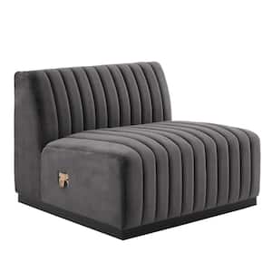 Conjure Gray Channel Tufted Performance Velvet Armless Chair