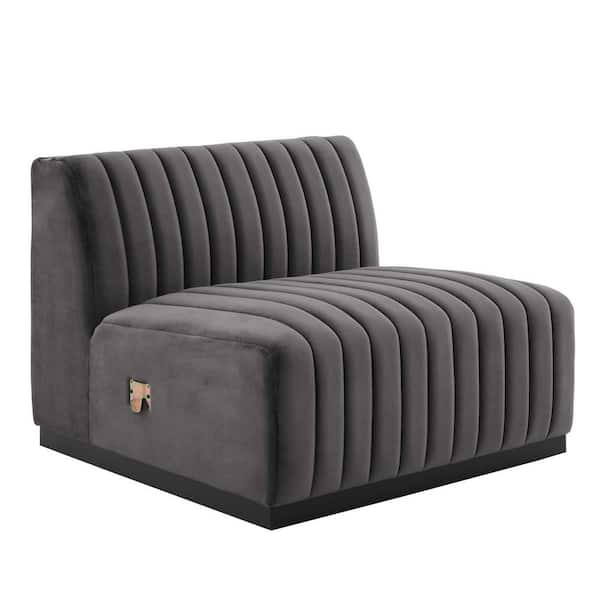 MODWAY Conjure Gray Channel Tufted Performance Velvet Armless Chair