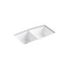 KOHLER Brookfield Undermount Cast Iron 33 in. 5-Hole Double Bowl Kitchen Sink in White RH5846-5U-0