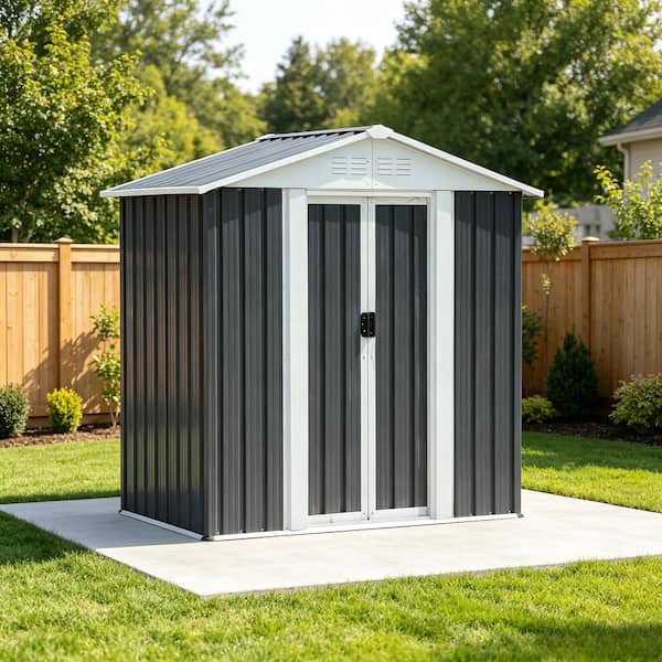 5 ft. W x 3 ft. D Outdoor Metal Storage Shed Tool Shed in Gray (15 sq. ft.)