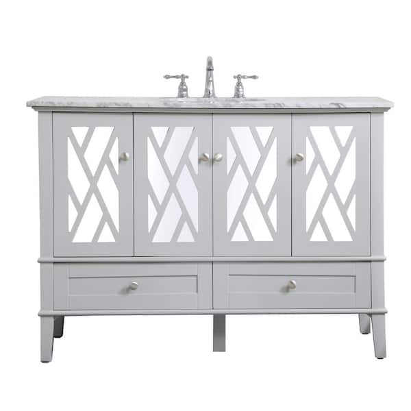 Unbranded Timeless Home 48 in. W x 20.5 in. D x 35 in. H Single Bathroom Vanity in Grey with Marble