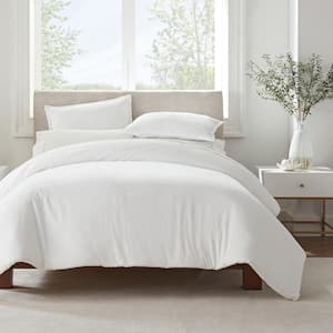 Simply Clean 3-Piece White Solid Microfiber Queen Duvet Set