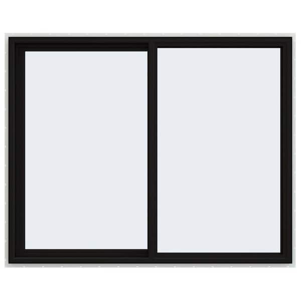 JELD-WEN 60 in. x 48 in. V-4500 Series Black Exterior/White Interior FiniShield Vinyl Left-Handed Sliding Window with Mesh Screen