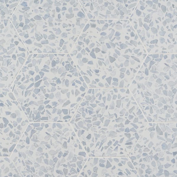 Ivy Hill Tile Fusion Hex Blue Terrazzo 9.13 in. x 10.51 in. Matte Porcelain Floor and Wall Tile (8.07 sq.ft. / Case)