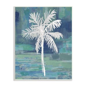 White Palm Tree Leaves Abstract Green Background by Kristen Dew Unframed Nature Art Print 15 in. x 10 in.