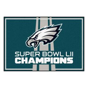 Philadelphia Eagles Super Bowl LII Champions Teal 5 ft. x 8 ft. Plush Area Rug