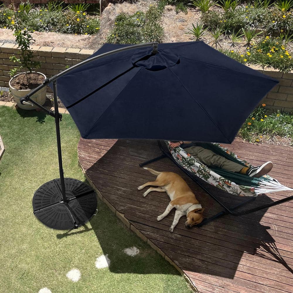 Navy Blue 10-Foot Offset Cantilever Patio Umbrella with Aluminum Pole