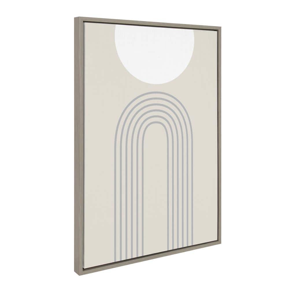 Gray Abstract Full Moon and Mountain Canvas Art, 23x33