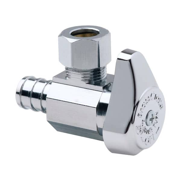 1/2 in. Nom Crimp Barb Inlet x 3/8 in. OD Comp Outlet Brass 1/4-Turn Angle Stop