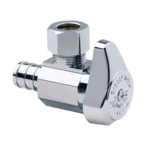 1/2 in. Nom Crimp Barb Inlet x 3/8 in. OD Comp Outlet Brass 1/4-Turn Angle Stop