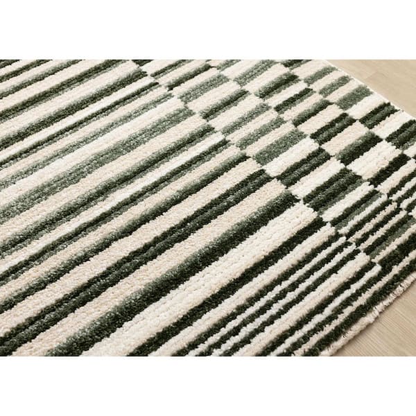 Solvyn Collections 8 ft. x 11 ft. Green Stripes Indoor Area Rug