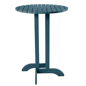 Nantucket Blue 30 in. Recycled Plastic Round Bar Dining Table