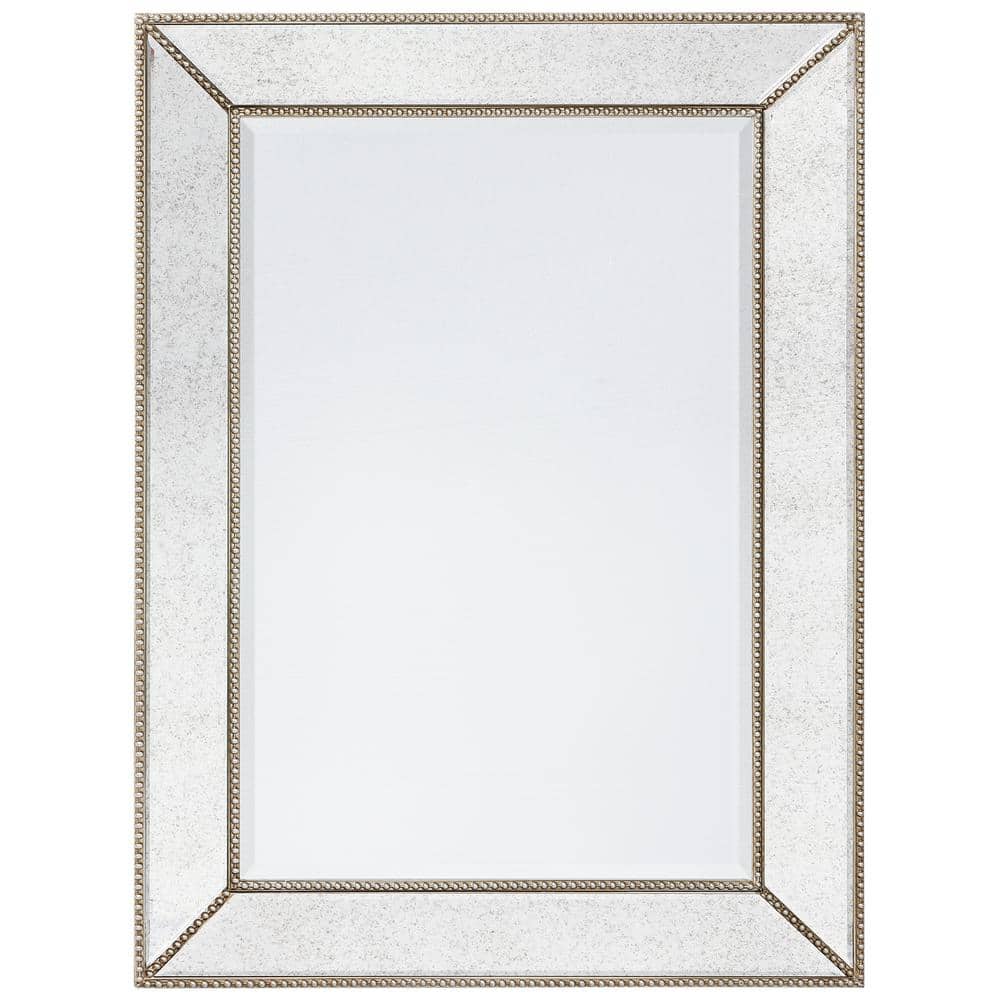 Elegant Champagne Beaded Full-Length Wooden Mirror 30" x 40"
