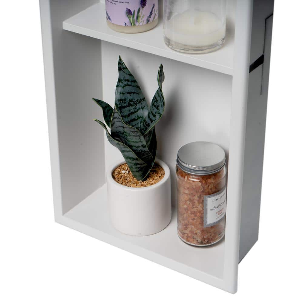 Matte White Stainless Steel Double Shelf Shower Niche