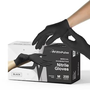 Medium Nitrile Exam Latex Free and Powder Free Gloves in Black - Box of 200