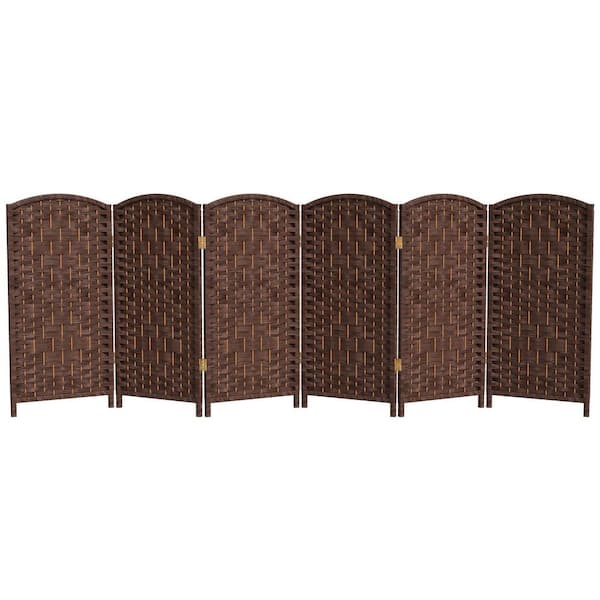3 ft. Short Diamond Weave Fiber Folding Screen - Dark Mocha - 6 Panel