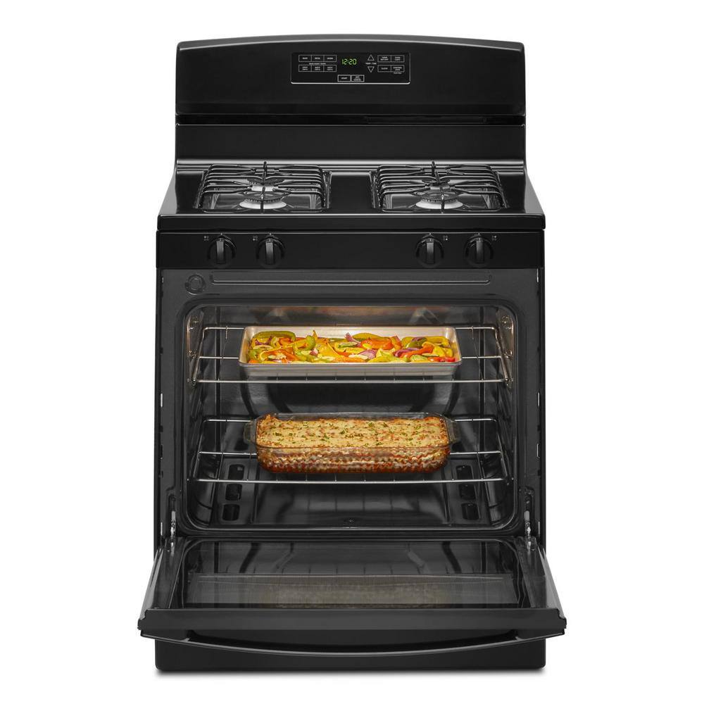 30-Inch Black Freestanding Natural Gas Range with Broiler Drawer