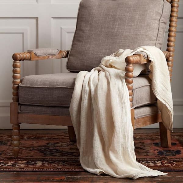 Unbranded Ecru/Tan- 100% Linen Throw