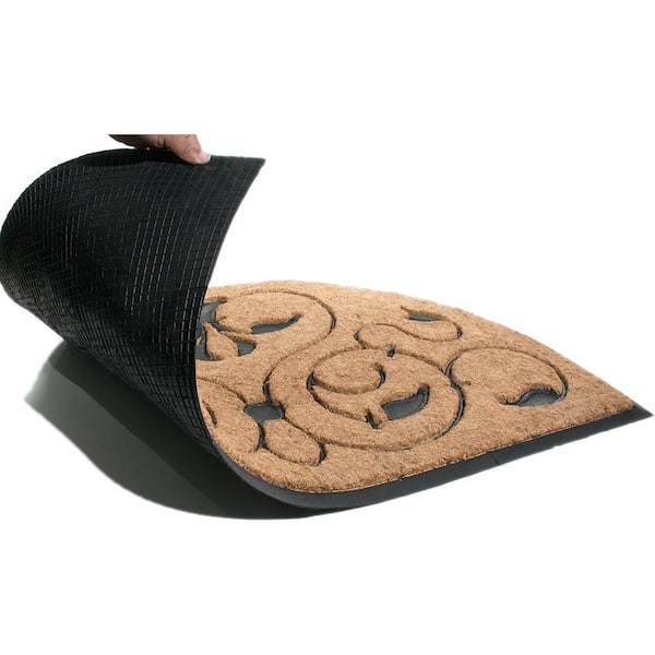 Brigoder 30 in. x 18 in. Natural Brushed Rubber Backed Coir Door Mat